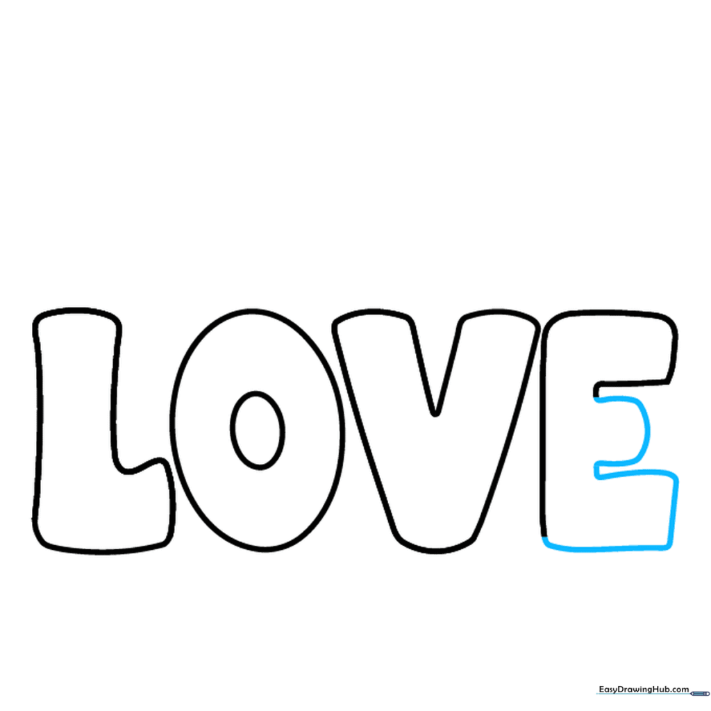 Finalizing the block letter E with rounded edges.