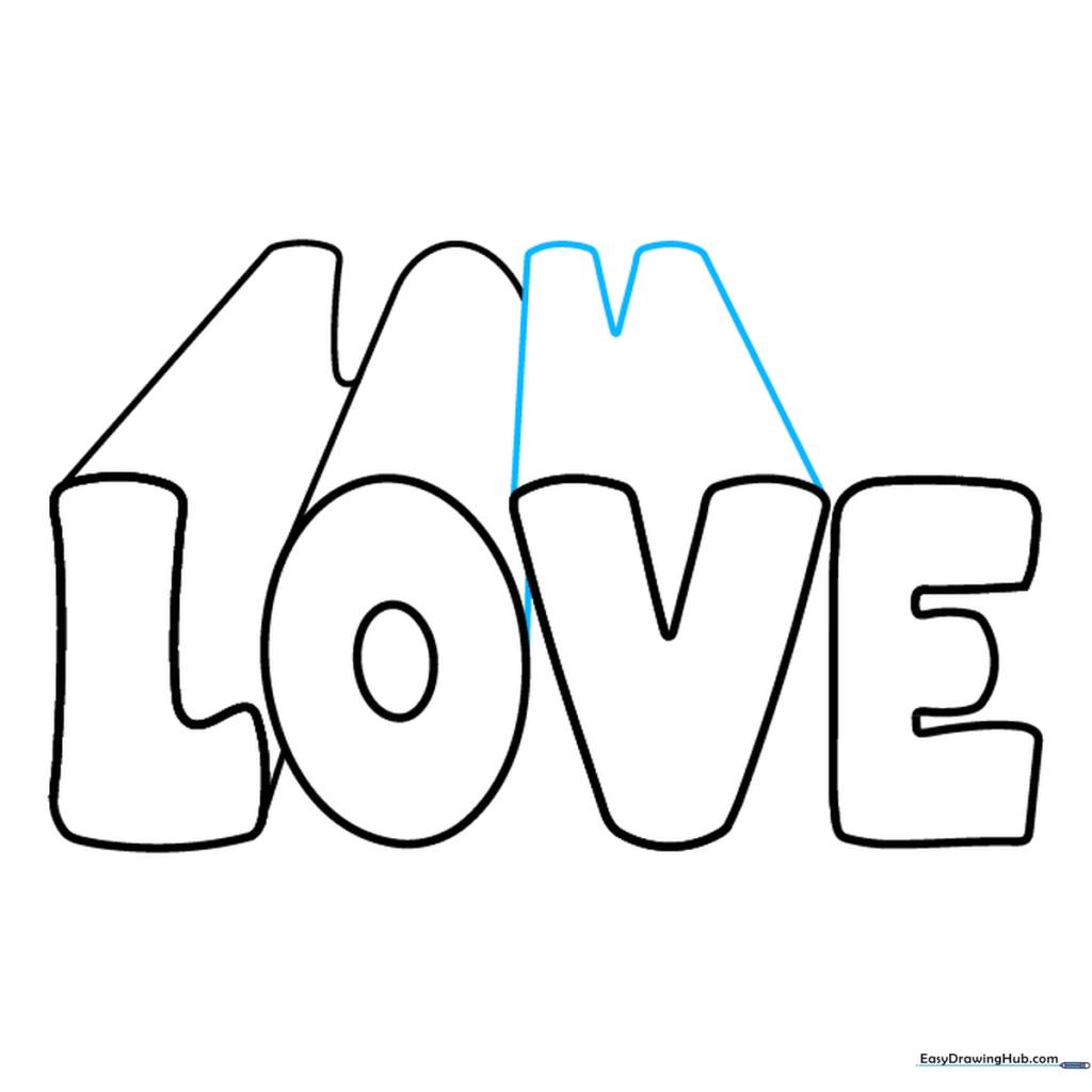 Extending perspective lines from the letter V.