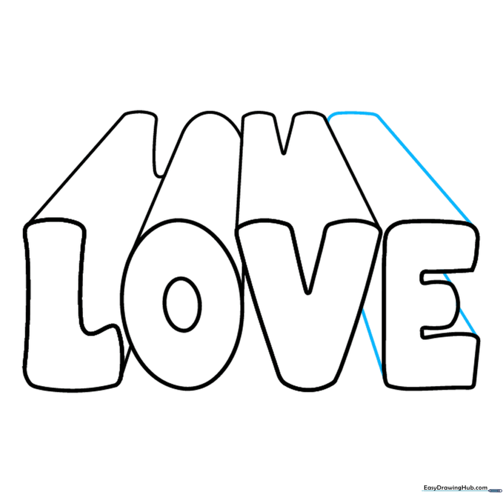 Adding depth lines to the letter E.