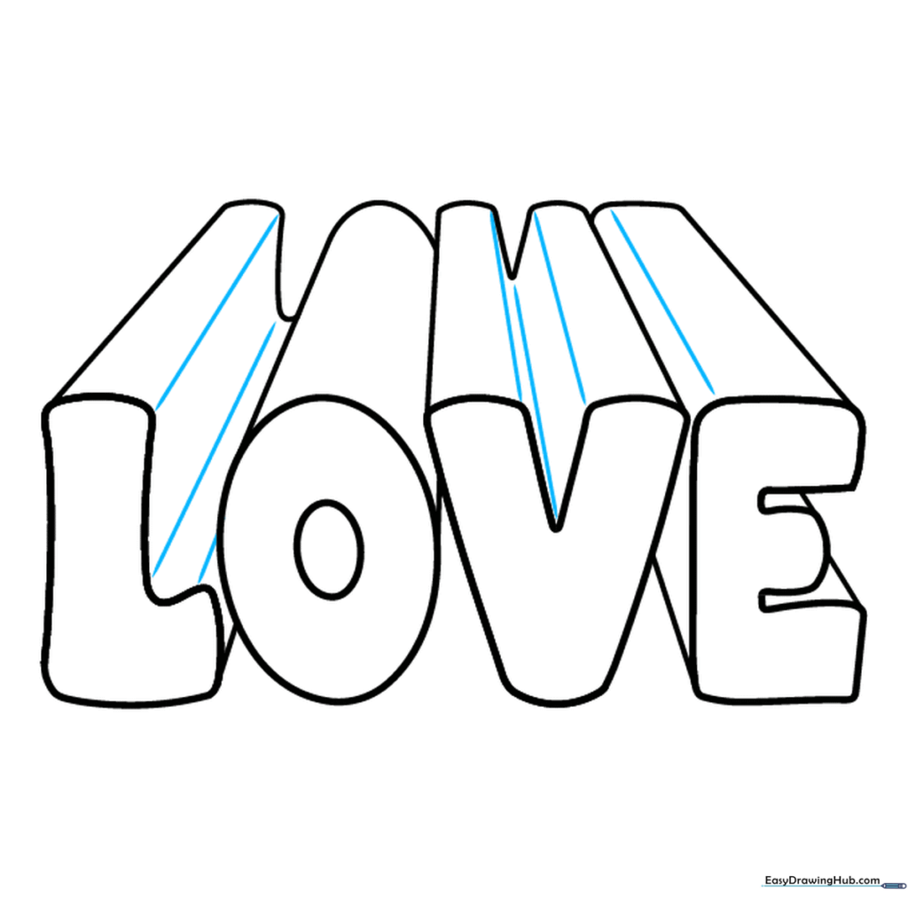 Finalizing the 3D structure of the letters with clean lines.
