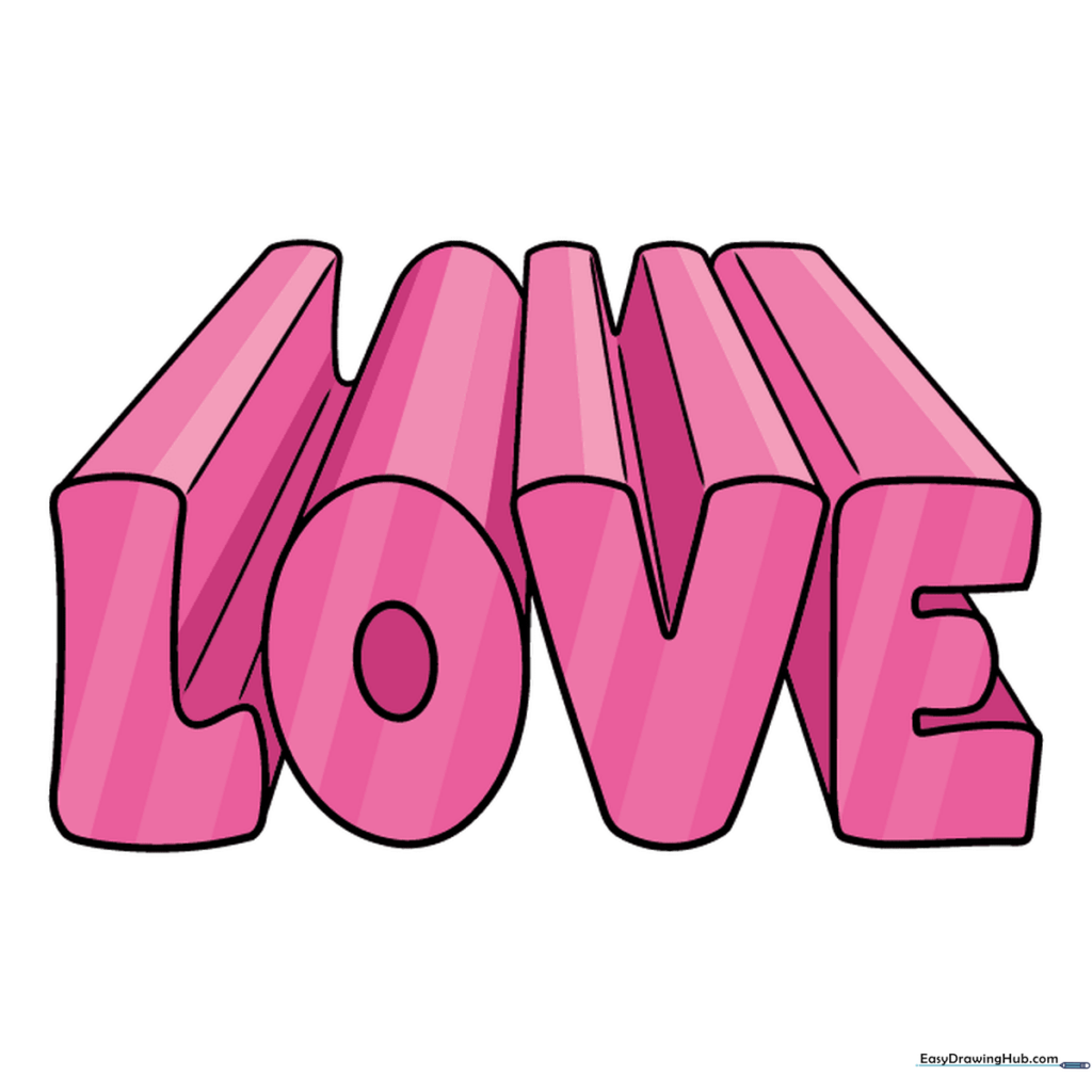 Finished 3D LOVE letters colored with vibrant markers.