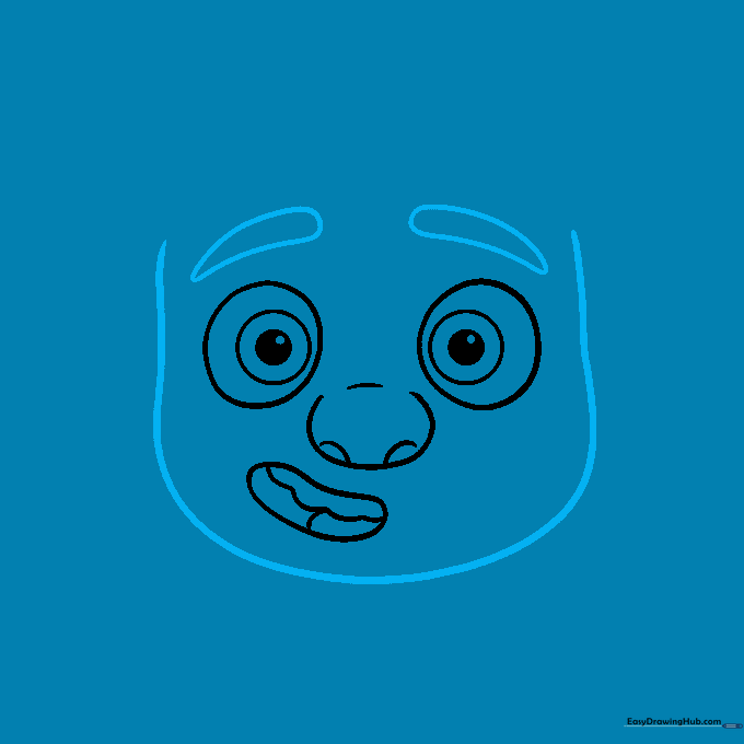 The face outline is completed with eyebrows added above the eyes.