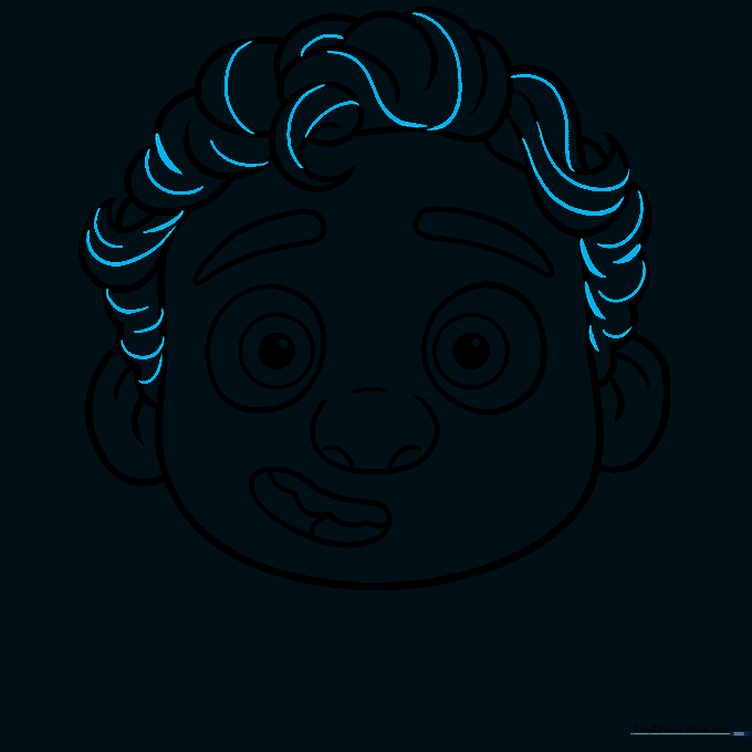 Adding texture lines to the hair to indicate flow and volume.