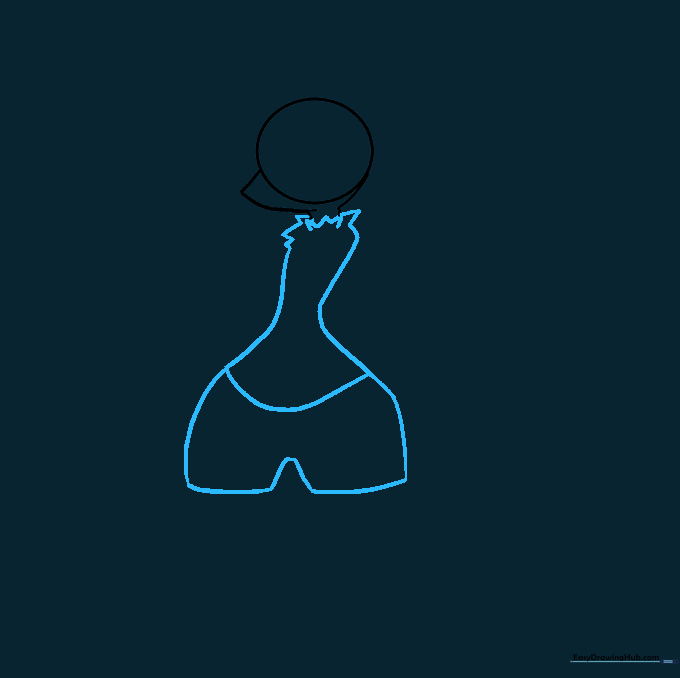 Outline of Lucario's torso and wide hip structure