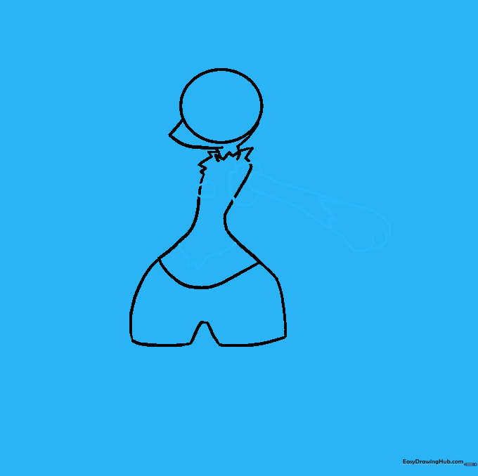 Drawing the chest spike and the first arm with hand details