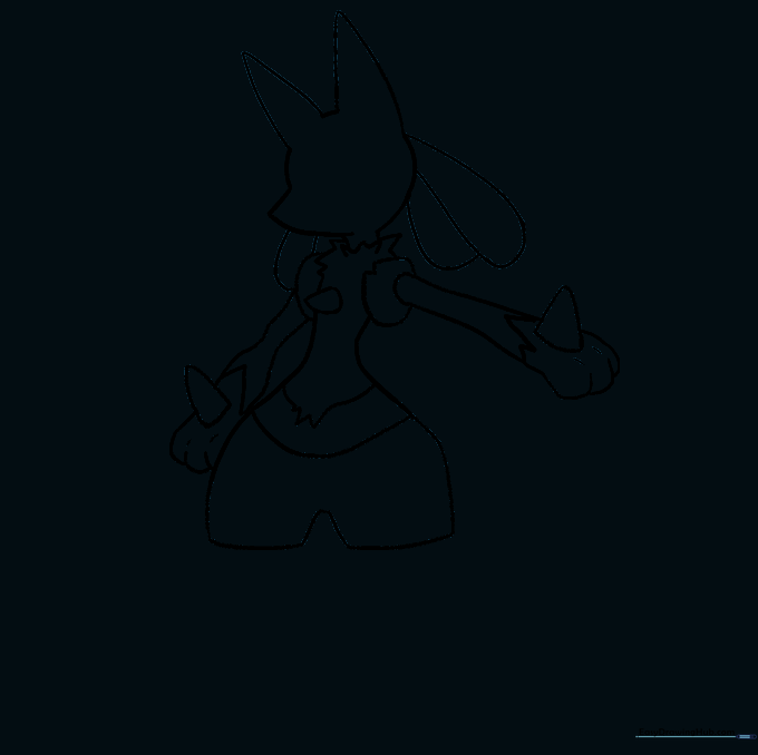 Cleaned up line art of Lucario after erasing guides