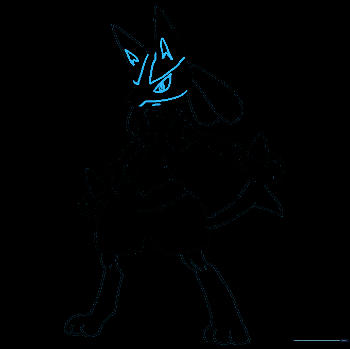 Detailed facial features including eyes and mouth for Lucario