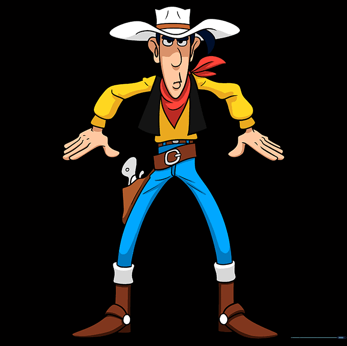 The fully colored Lucky Luke character in his classic outfit.