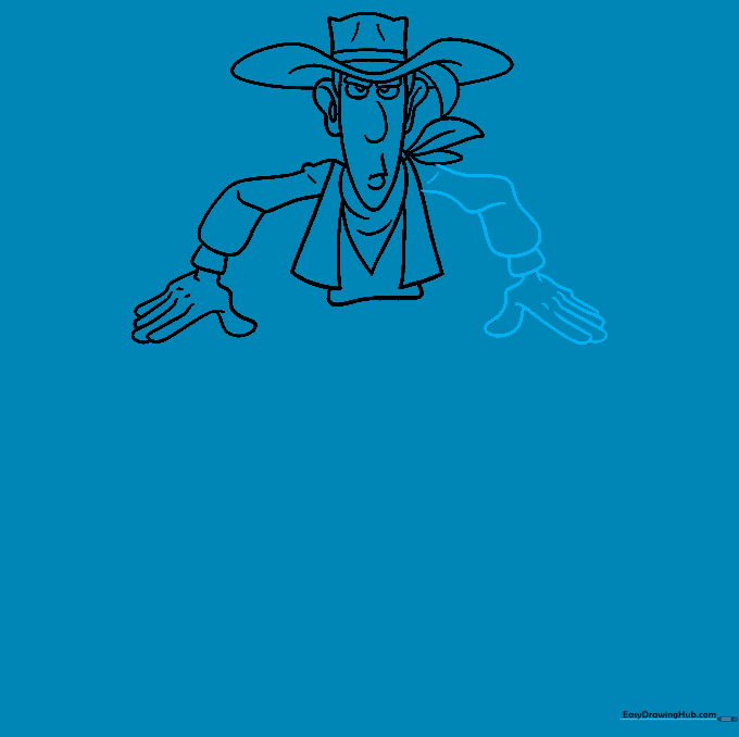 Adding the second arm to complete the upper body of the character.
