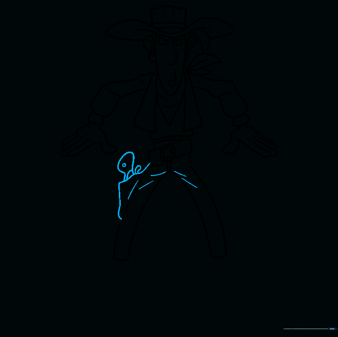 Adding the holster and gun details to the character's hip.