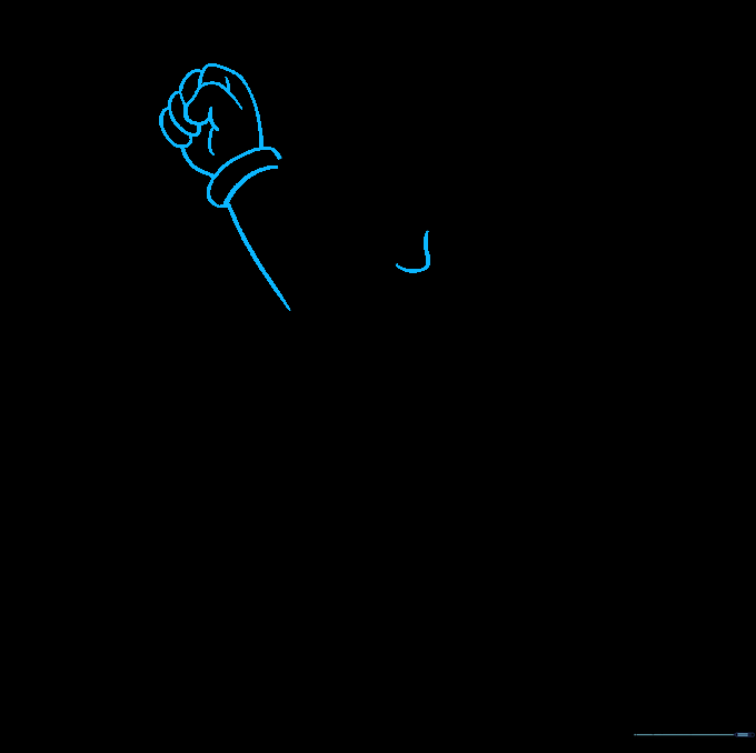 Drawing the second arm and hand of Luigi.