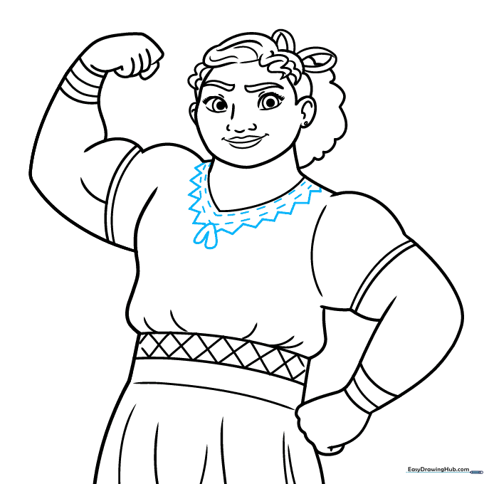 Final line art of Luisa's collar and blouse details.