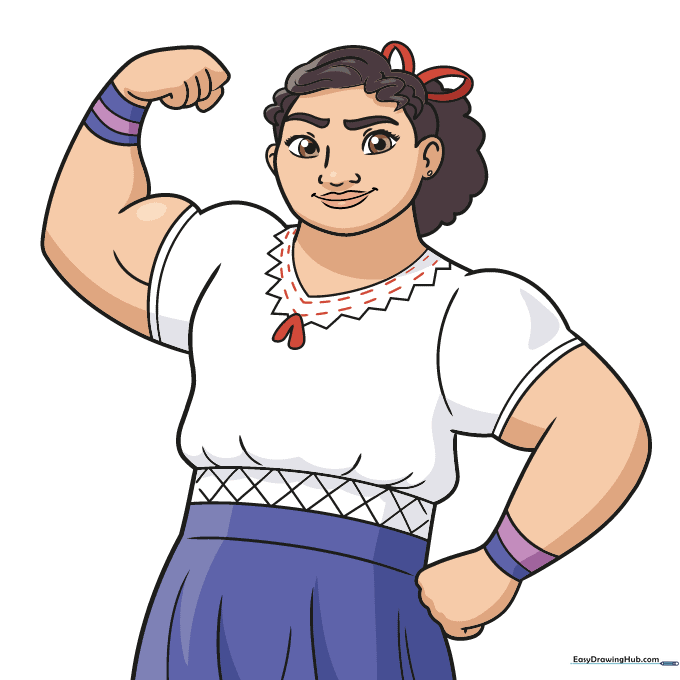 Fully colored drawing of Luisa from Encanto.