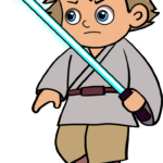 Final colored illustration of Luke Skywalker holding a lightsaber, ready for print or display.