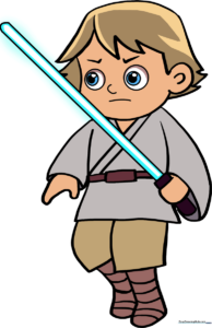 Final colored illustration of Luke Skywalker holding a lightsaber, ready for print or display.