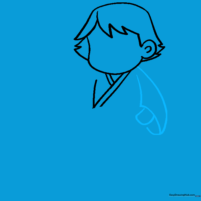 Drawing Luke Skywalker's arm and hand reaching out.