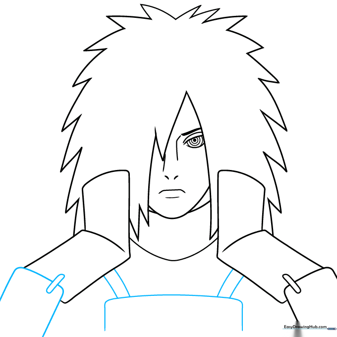 Sketch of the chest plate armor connected to the shoulder guards.
