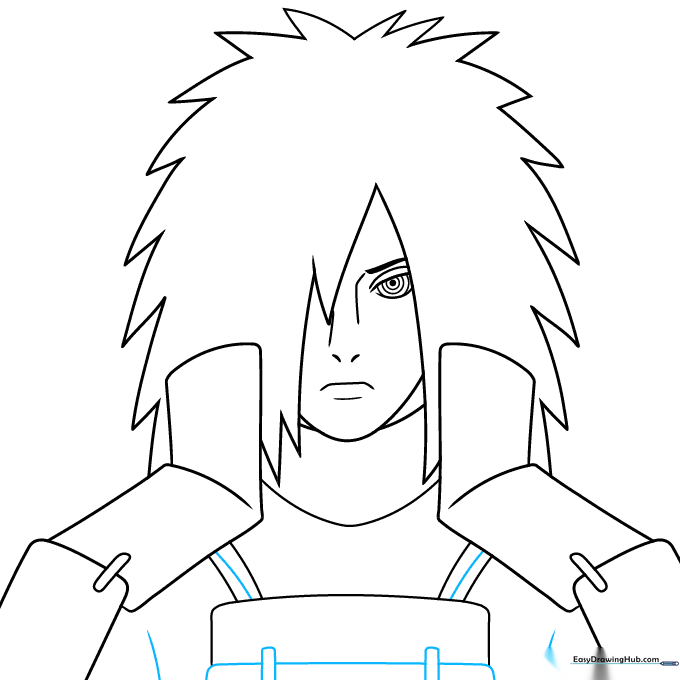 Drawing showing the addition of lower chest armor and arm contours.