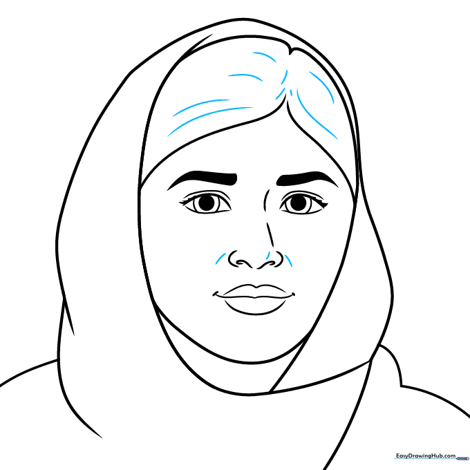 Portrait sketch with added contour lines for texture.