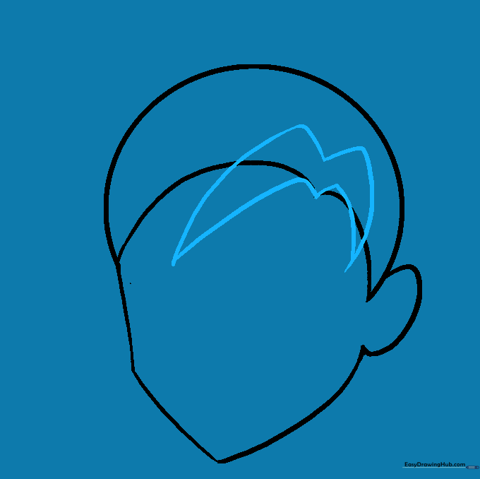 Adding the initial 'M' shaped bangs to the character's forehead.