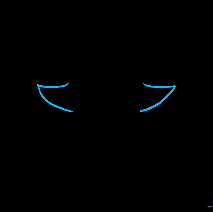 Drawing showing triangular cheek fur added to the sides of the head shape.