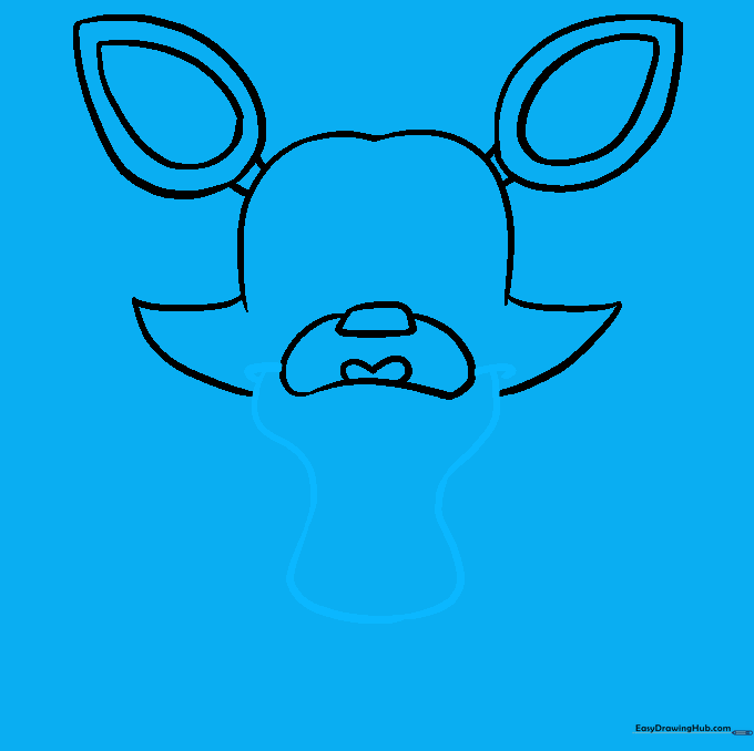 Drawing the lower jaw structure beneath the muzzle.