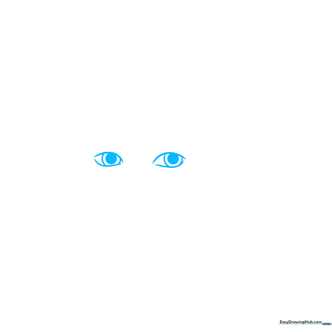 Close-up sketch of two almond-shaped eyes with pupils, focusing on facial proportion.