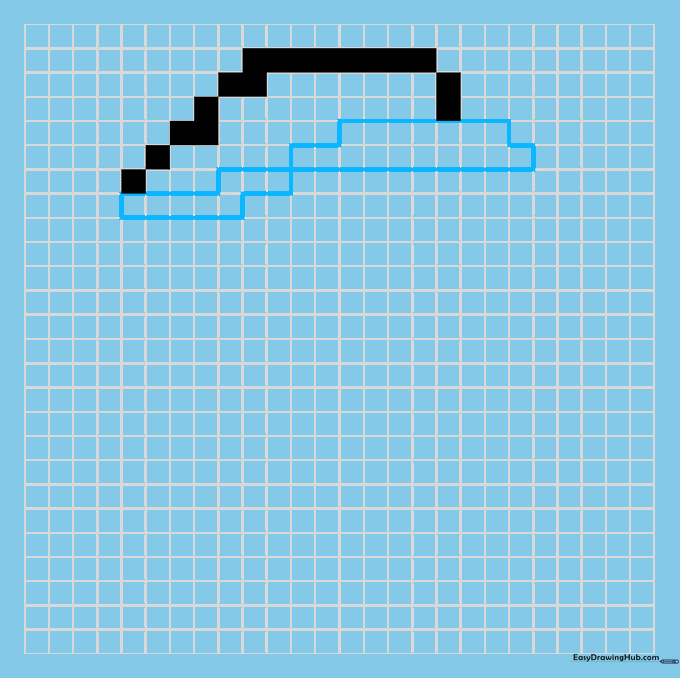 Close-up of Mario's cap brim being drawn on a pixel grid
