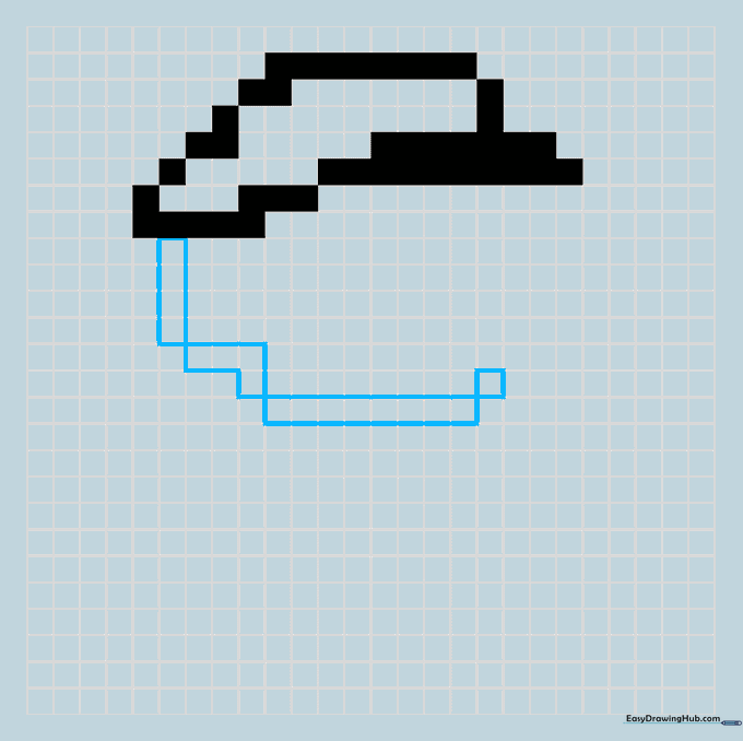 Drawing the jawline and side of Mario's face using pixel squares