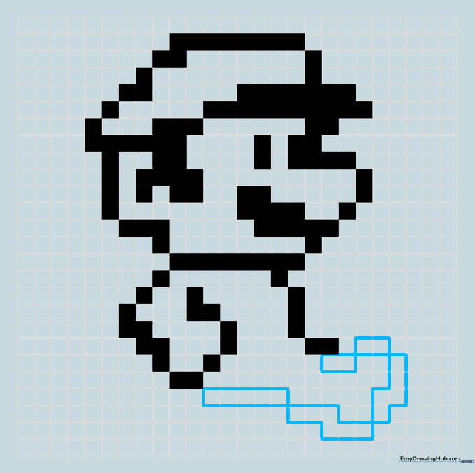 Drawing Mario's leg and foot on the pixel grid