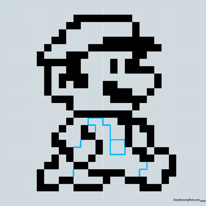 Adding internal detail lines to separate color sections on Mario