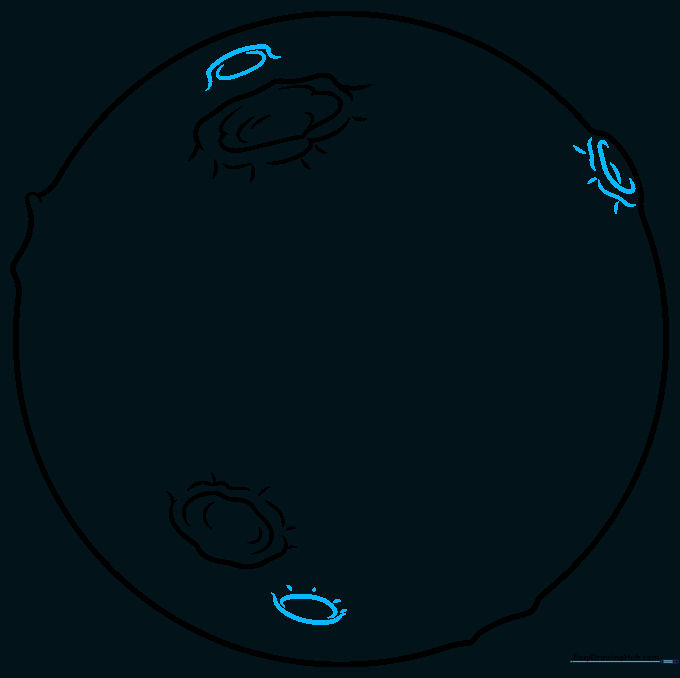 Drawing multiple small crater shapes across the surface of the planet.