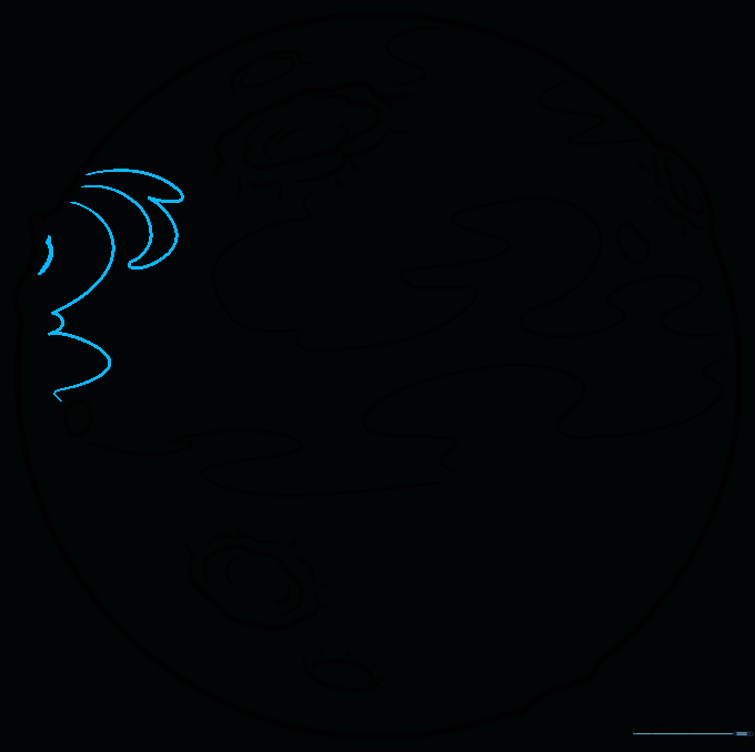 Refining a specific crater with extra lines to show depth.