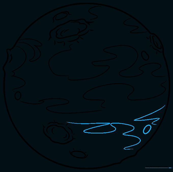 Adding final texture lines and small dots across the planet surface.