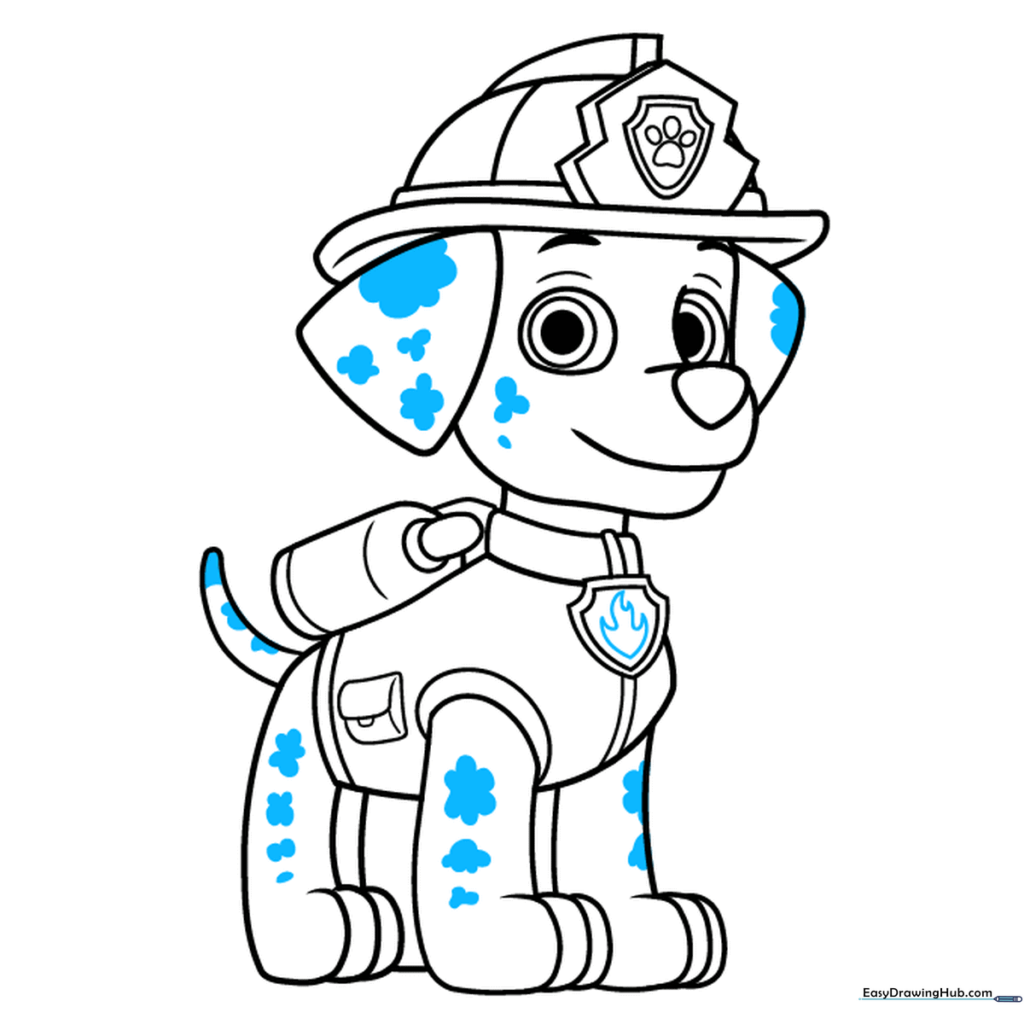 Adding Dalmatian spots to Marshall's body and the flame icon to his tag.
