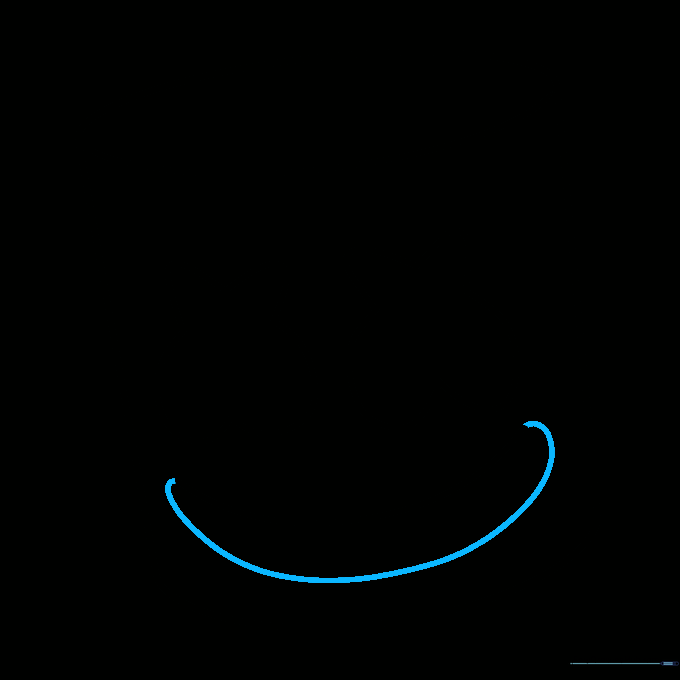The completed line art of the Marshmello mask with a thickened smile.