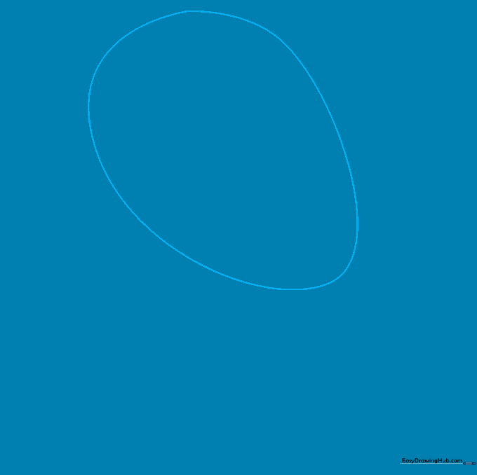 A light pencil sketch of an inverted egg shape representing the basic structure of a human head.