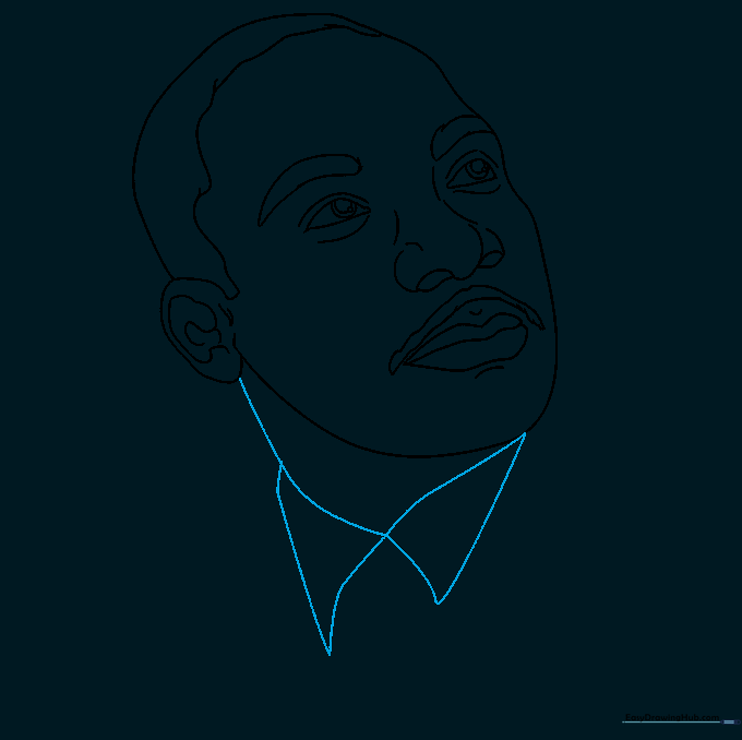 Adding the shirt collar and neck lines to the portrait.