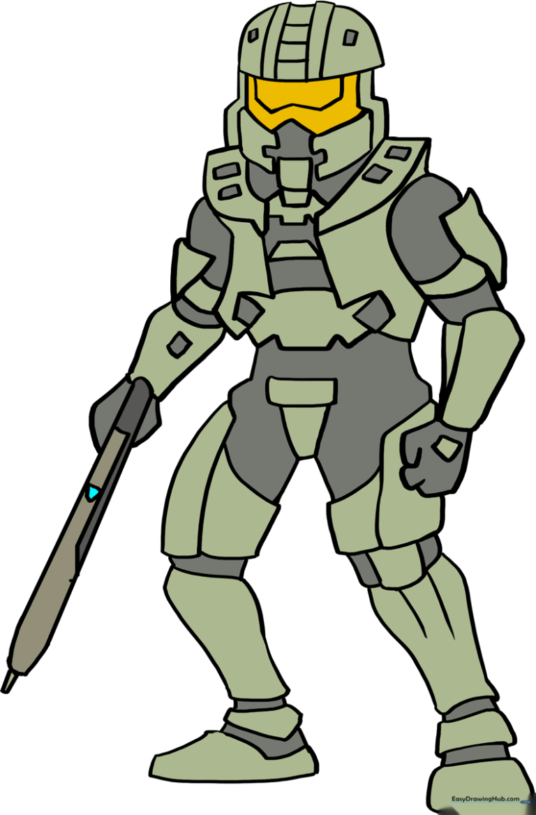 High-quality colored drawing of Master Chief, showcasing the final result of the tutorial.