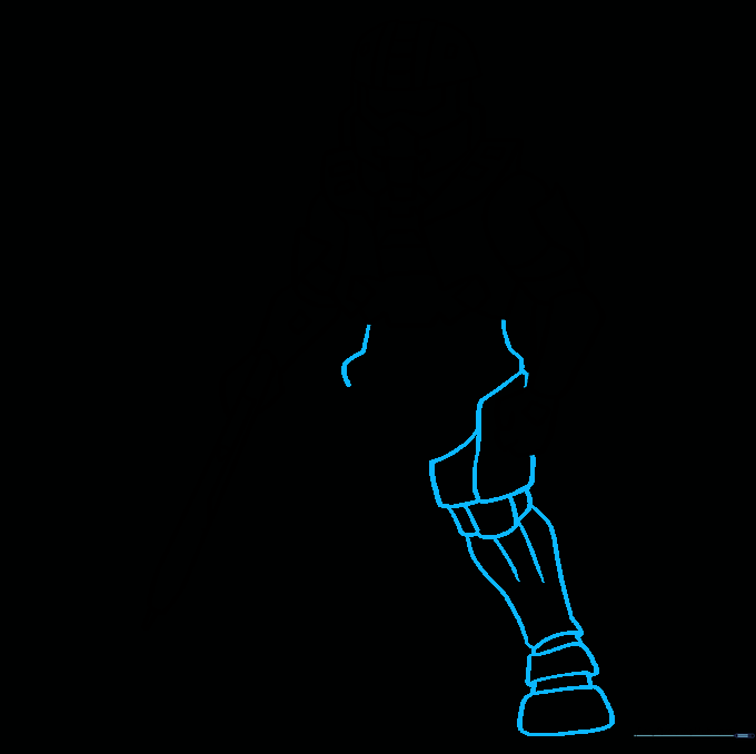 Outlining the armored legs and feet for the Master Chief character.