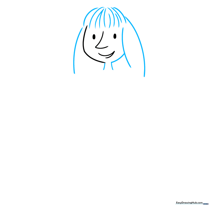 Matilda's head outline with bangs and neck added.