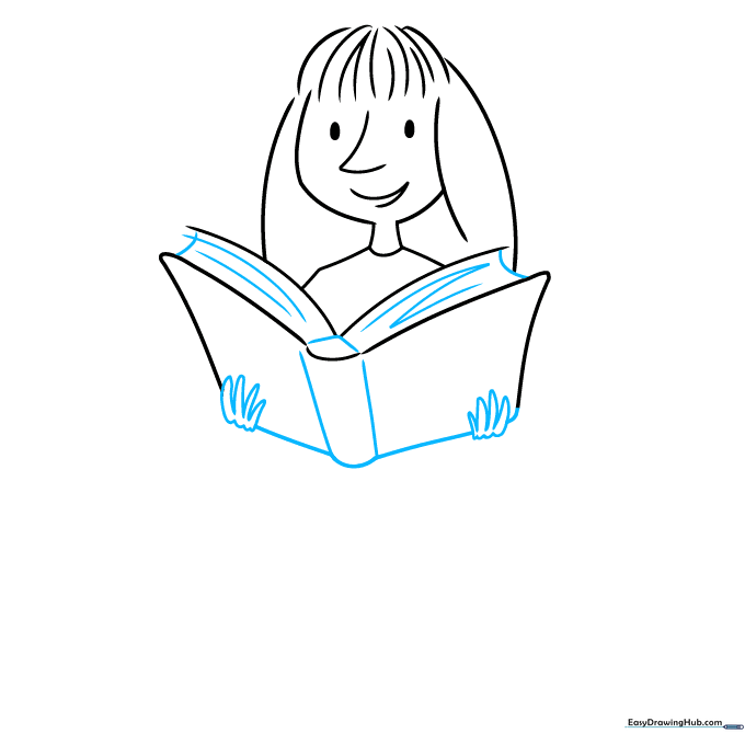 Adding hands and book spine details.