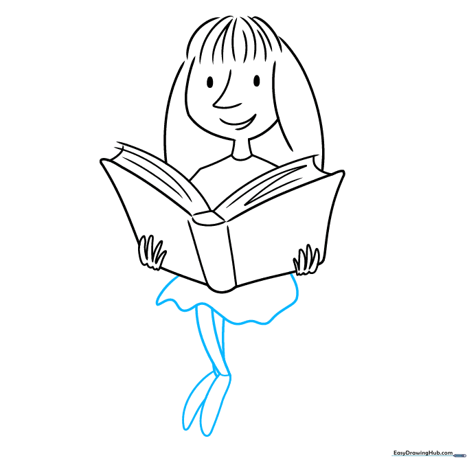 Drawing Matilda's dress and legs.