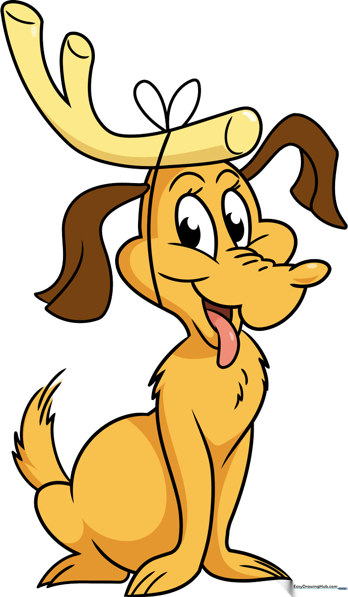 A colorful, finished illustration of Max from The Grinch wearing his reindeer antler disguise.