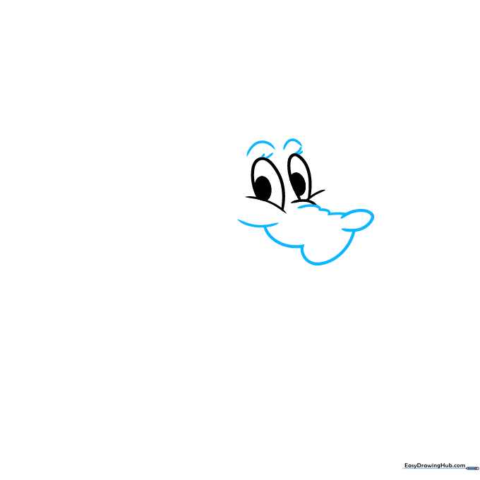 Drawing the snout and arched eyebrows of Max to establish his facial expression.