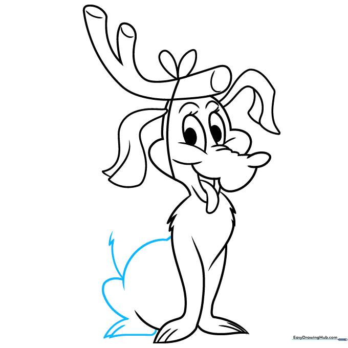 Adding the back, rear leg, and the base of the tail to the drawing.