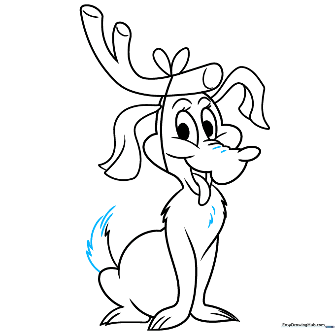 Completing the outline of Max with final fur details and cleaning up construction lines.