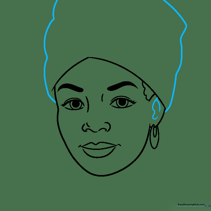 Adding detail lines to the head wrap and the inner ear structure.