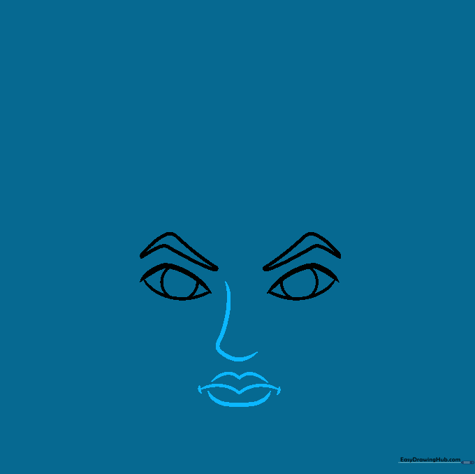 Sketch of Medusa's nose and lips showing the M-shaped lip structure.