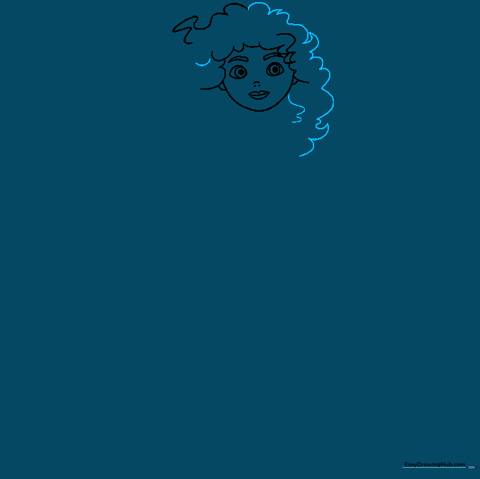 Adding additional layers of curly hair texture using connected U-shaped lines.